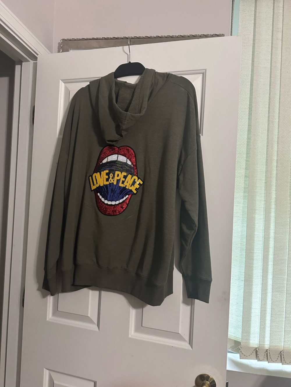 Olive Graphic 'Love & Peace'  Unisex Hoodie